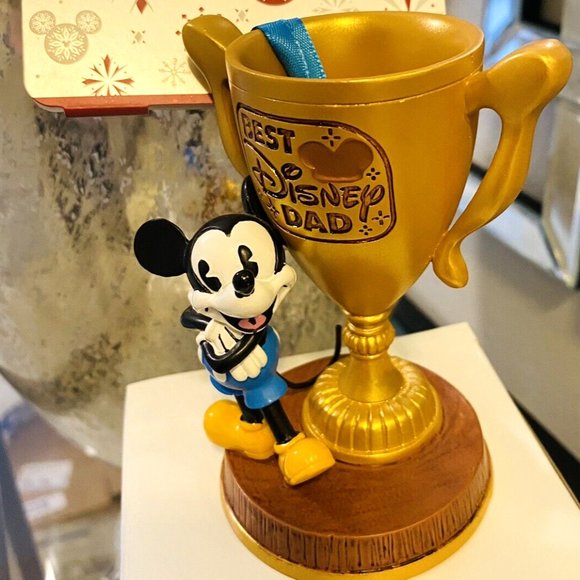 Disney MICKEY MOUSE Trophy Best Disney Dad Christmas Ornament Sketchbook NWT - Picture 3 of 10